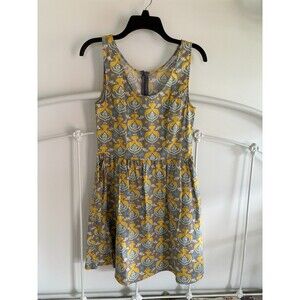 Blue platypus Zip Dress casual spring Dress Gray Teal Yellow Small Made In USA